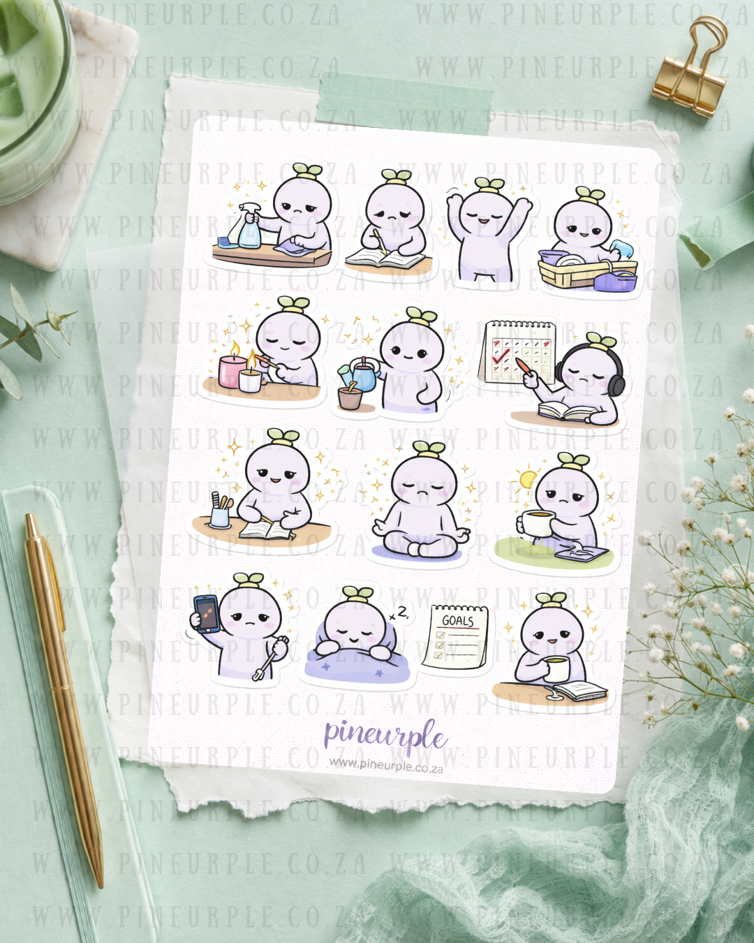 PineBean Sticker Sheet- Work Day