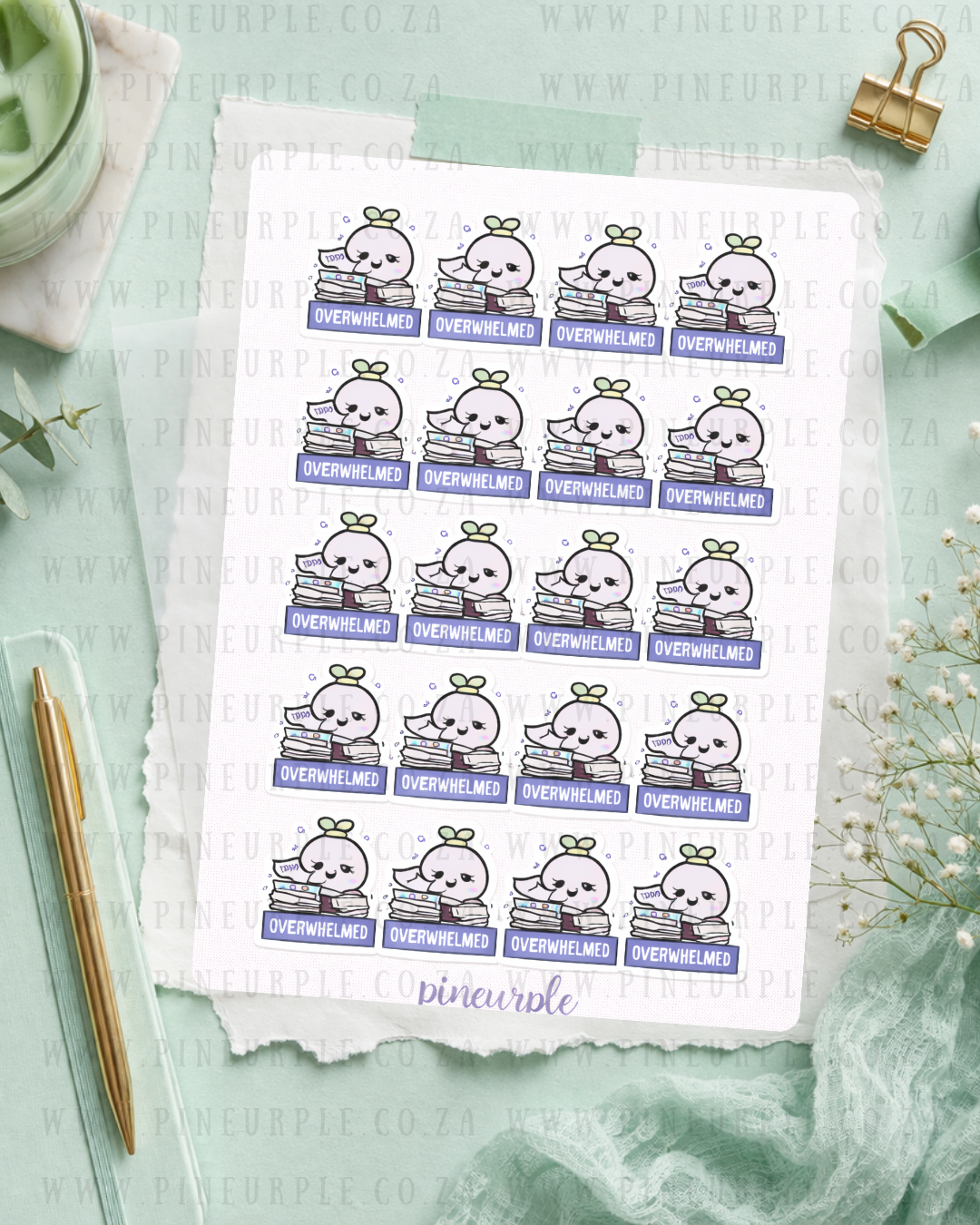 PineBean Sticker Sheet- Overwhelmed