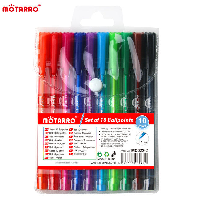 10pc 0.7mm Colour Ballpoint Pens