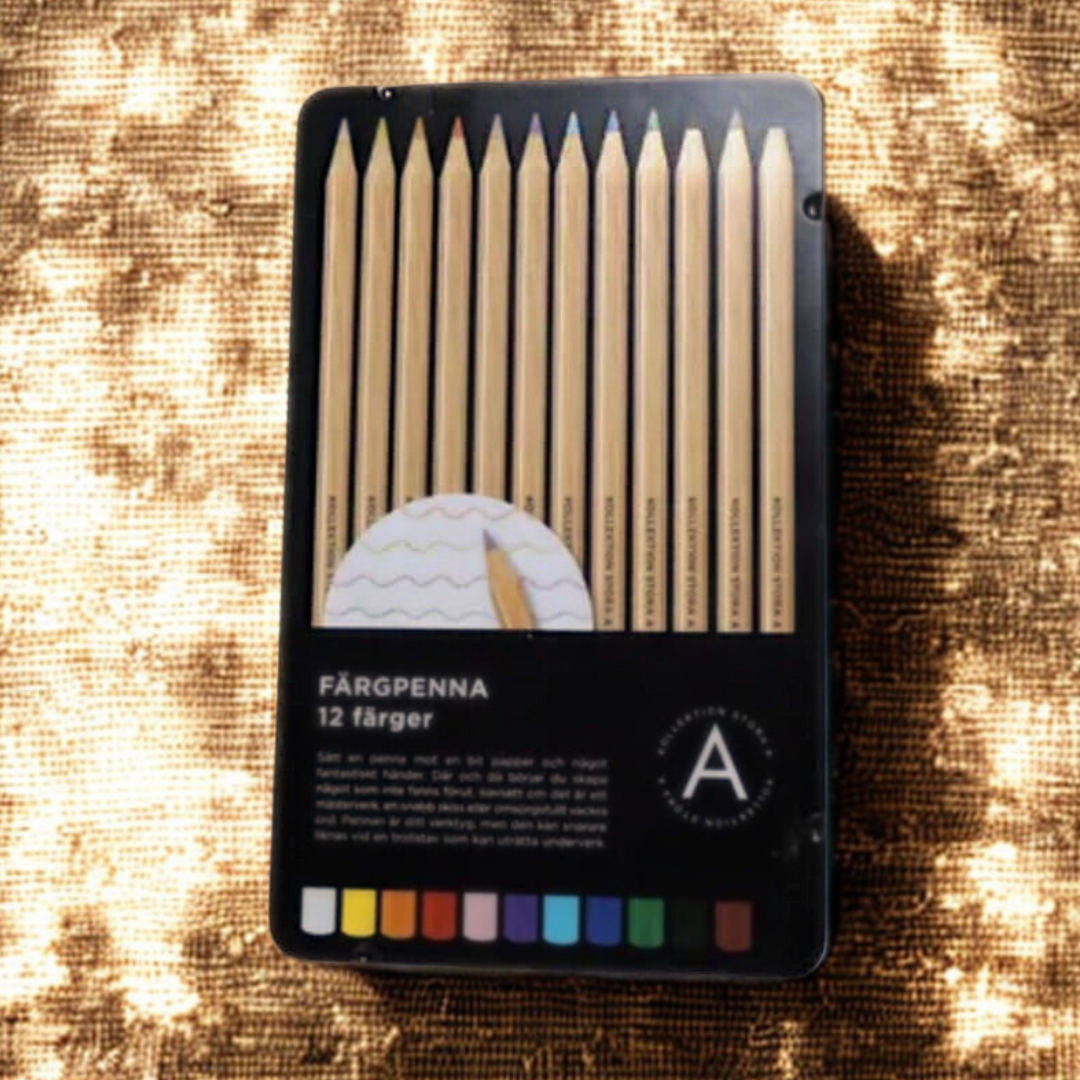 12pc Aquerelle Colour Pencils in Metal Tin