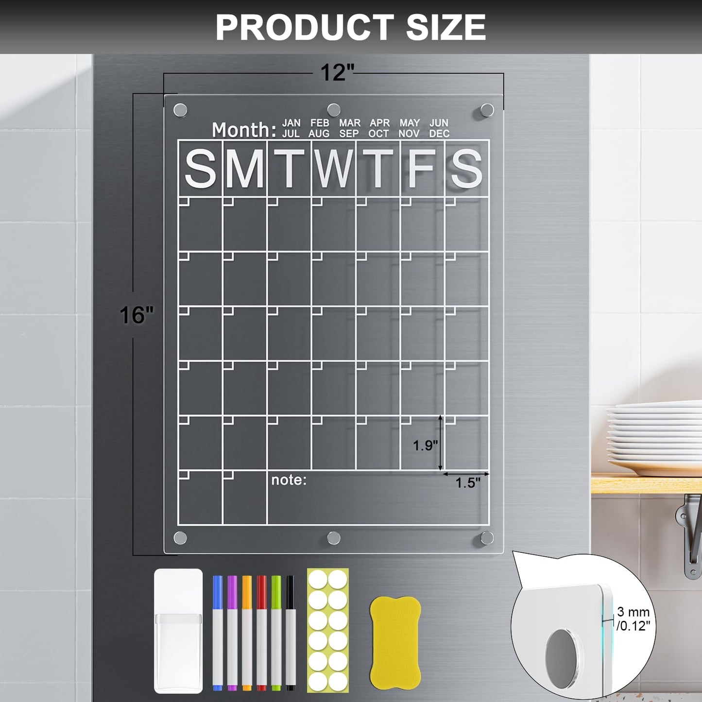 Acrylic Magnetic Fridge Calendar