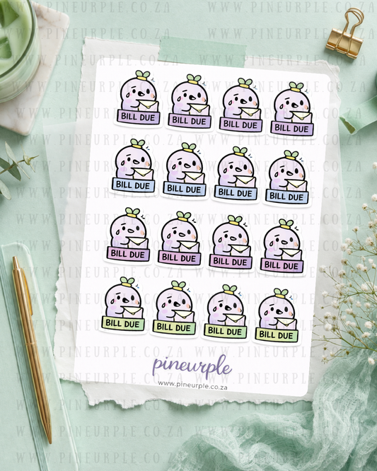 PineBean Sticker Sheet- Bill Due