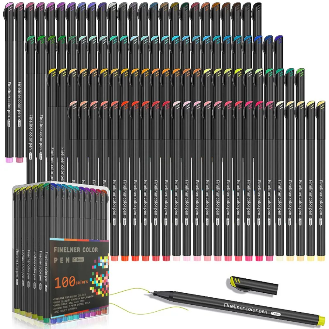 100 Colour Fineliner Pens | 0.4mm Fine Tip Drawing & Journaling Pens