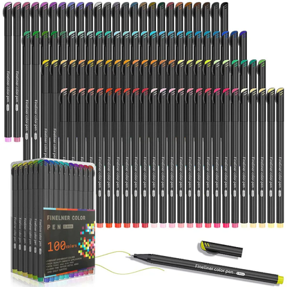 100 Colour Fineliner Pens | 0.4mm Fine Tip Drawing & Journaling Pens