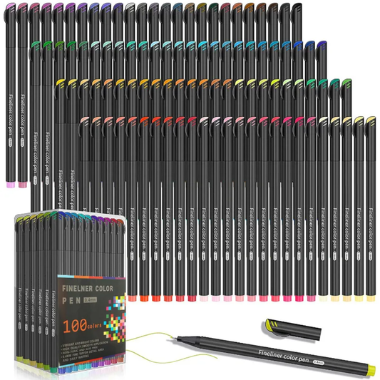 100 Colour Fineliner Pens | 0.4mm Fine Tip Drawing & Journaling Pens