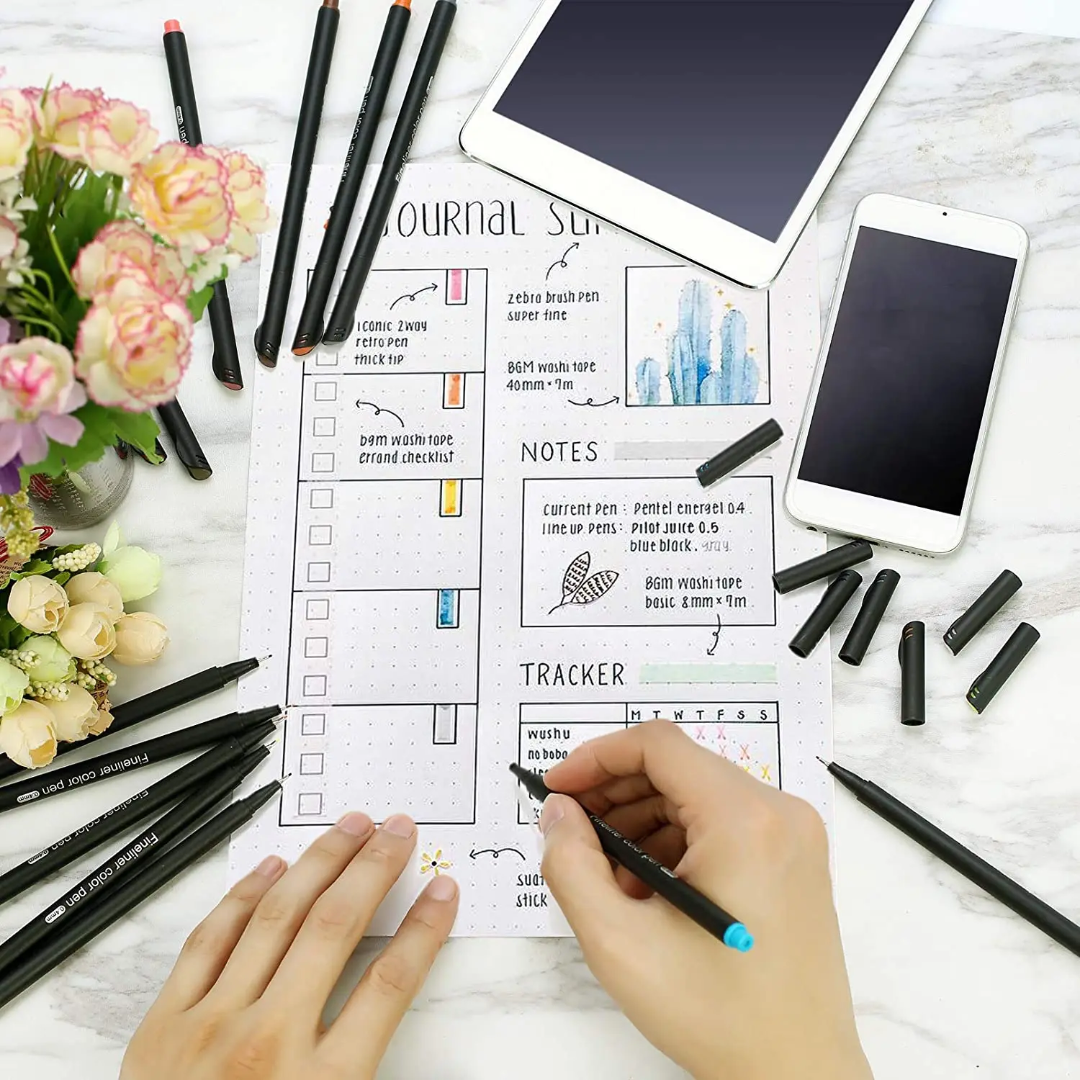 100 Colour Fineliner Pens | 0.4mm Fine Tip Drawing & Journaling Pens