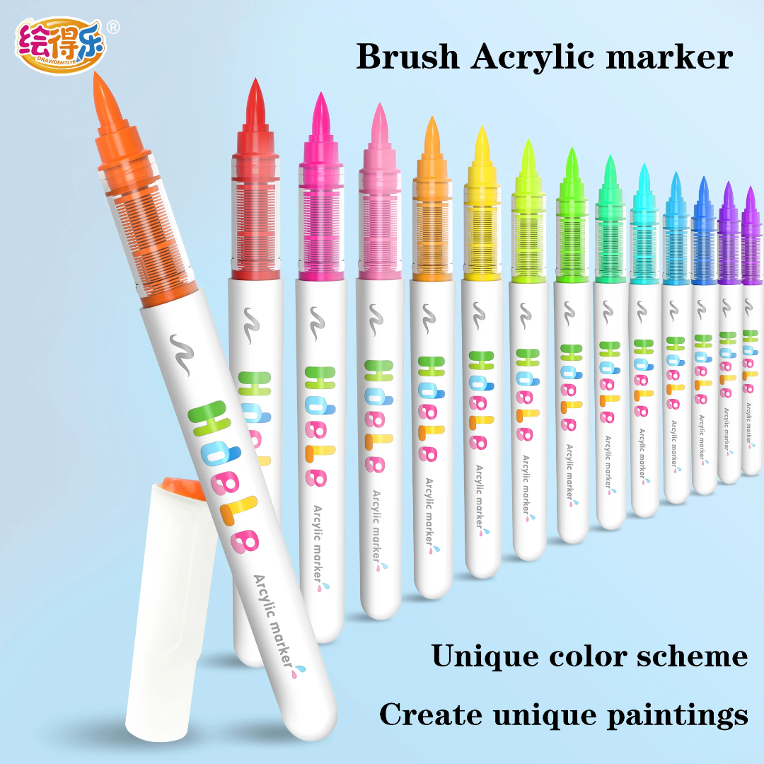 120pc Hdele Acrylic Brush Markers | Blendable Acrylic Paint Pens with Carry Case