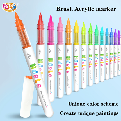 120pc Hdele Acrylic Brush Markers | Blendable Acrylic Paint Pens with Carry Case