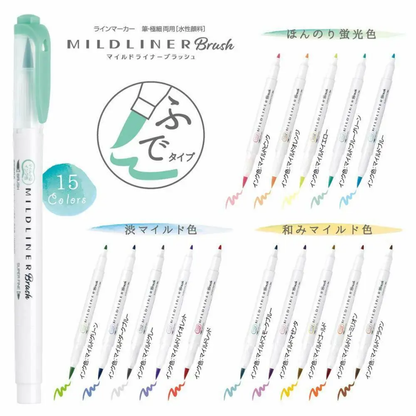 Zebra Mildliner Brush Pens | Dual Tip Highlighters – 5pc Sets