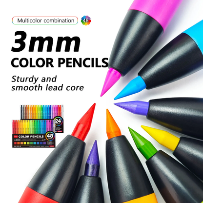 GuangNa Erasable Colour Pencils | 3mm Push-Button Mechanical Pencils – 48 Colours