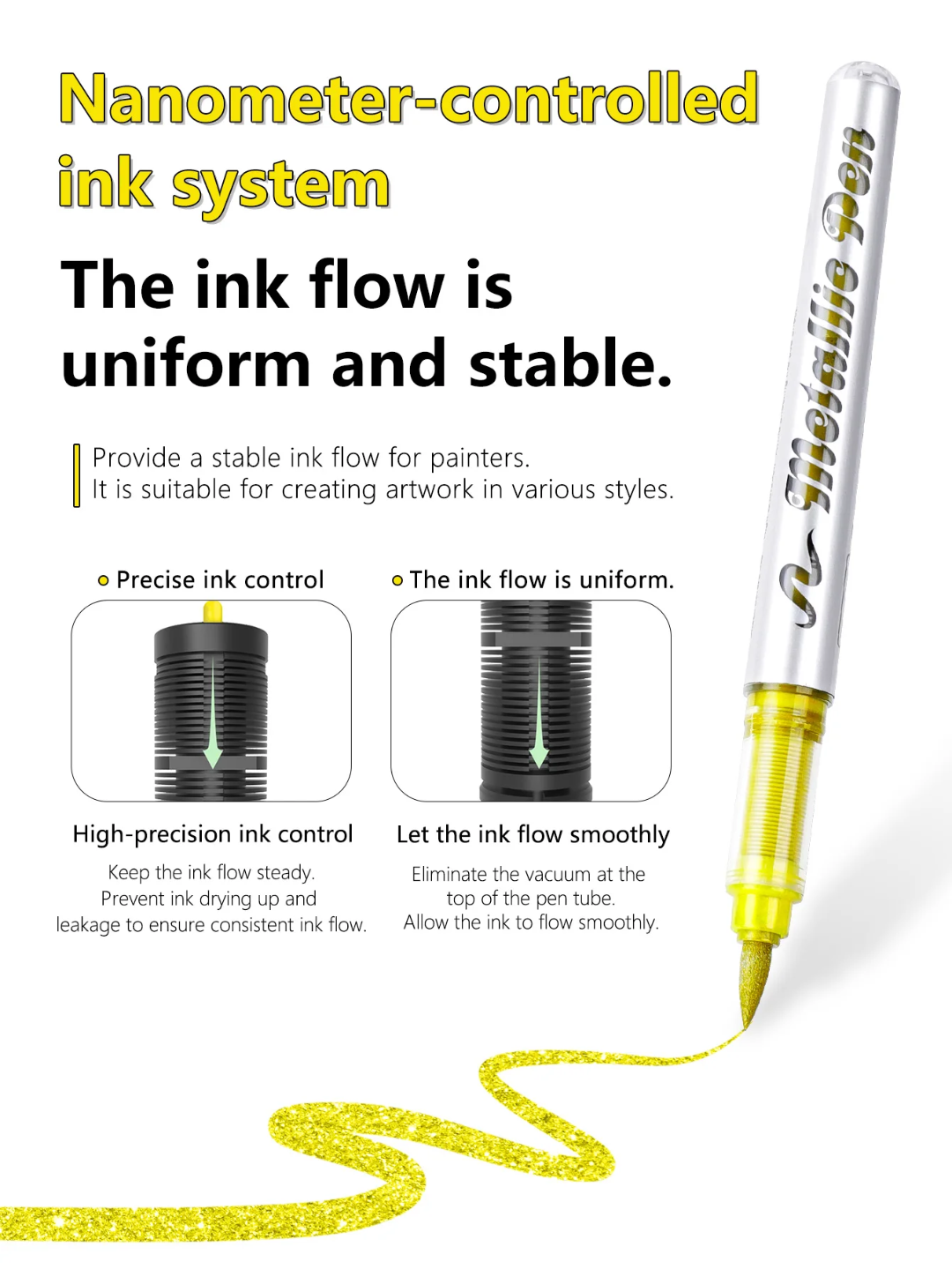 GuangNa Metallic Brush Markers | 12, 24 & 48 Colours