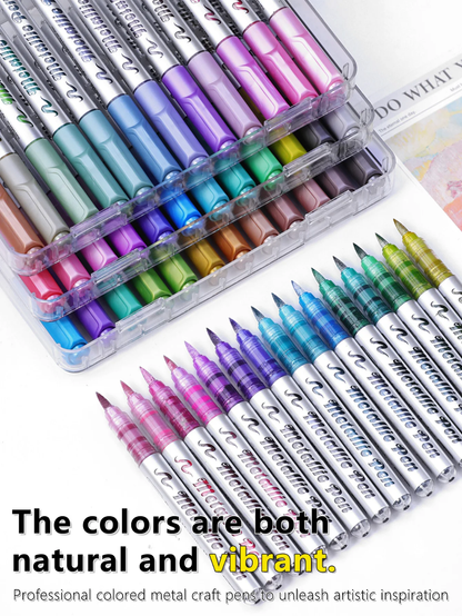 GuangNa Metallic Brush Markers | 12, 24 & 48 Colours