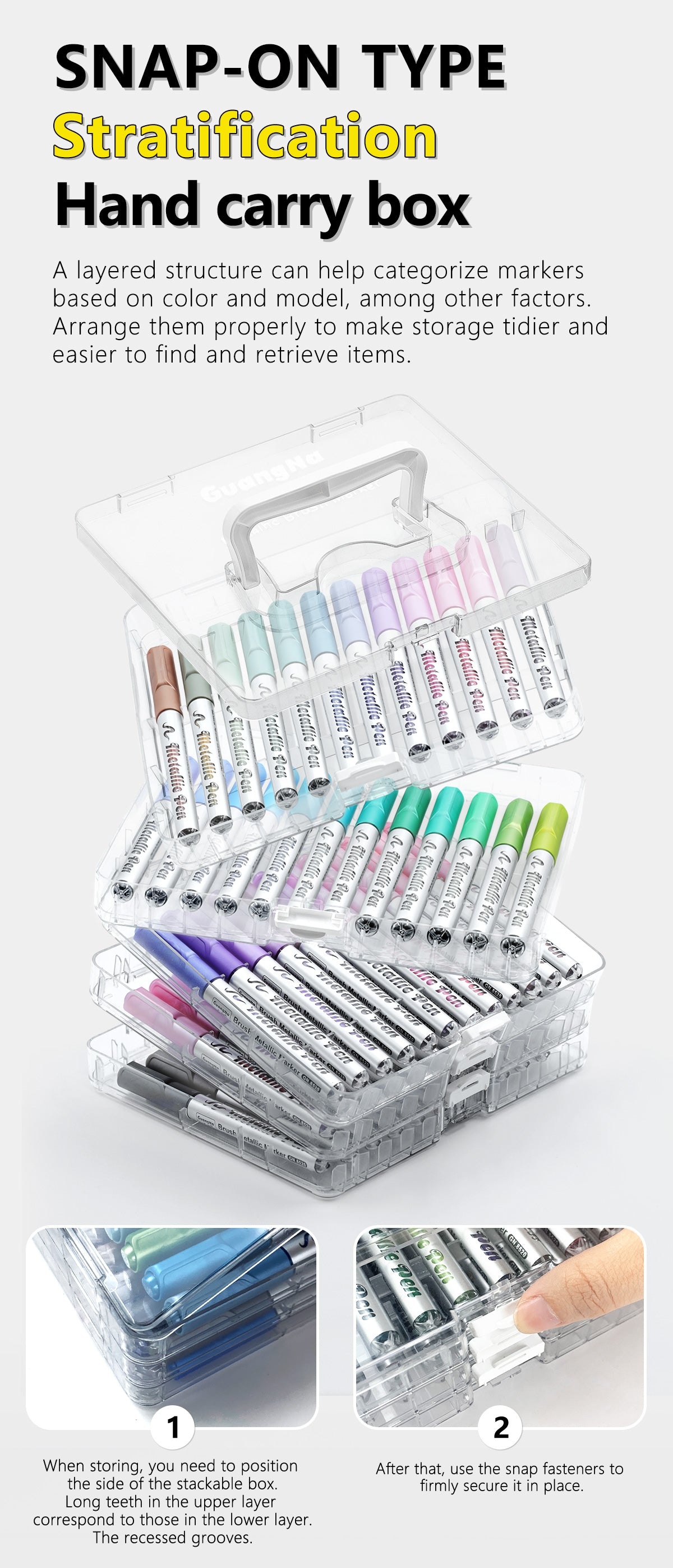 GuangNa Metallic Brush Markers | 12, 24 & 48 Colours