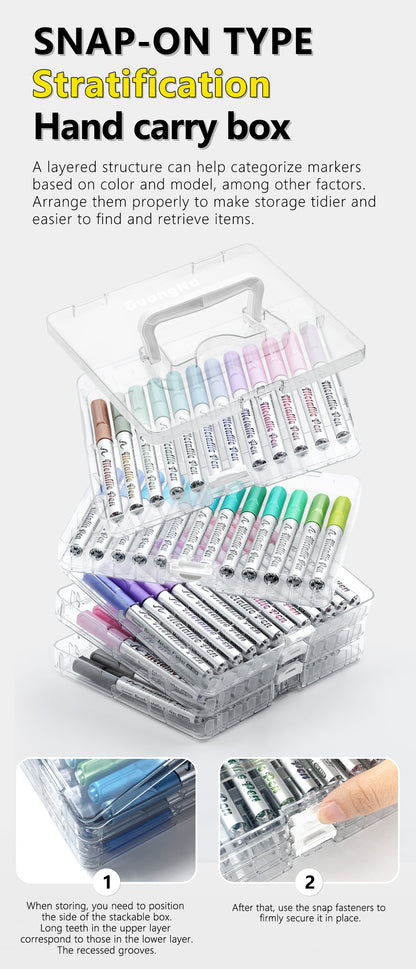 GuangNa Metallic Brush Markers | 12, 24 & 48 Colours