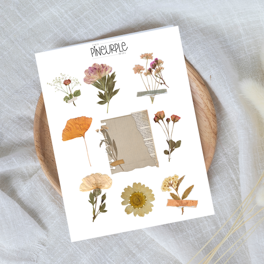 A5 Journal Sticker Sheet Pressed Flowers