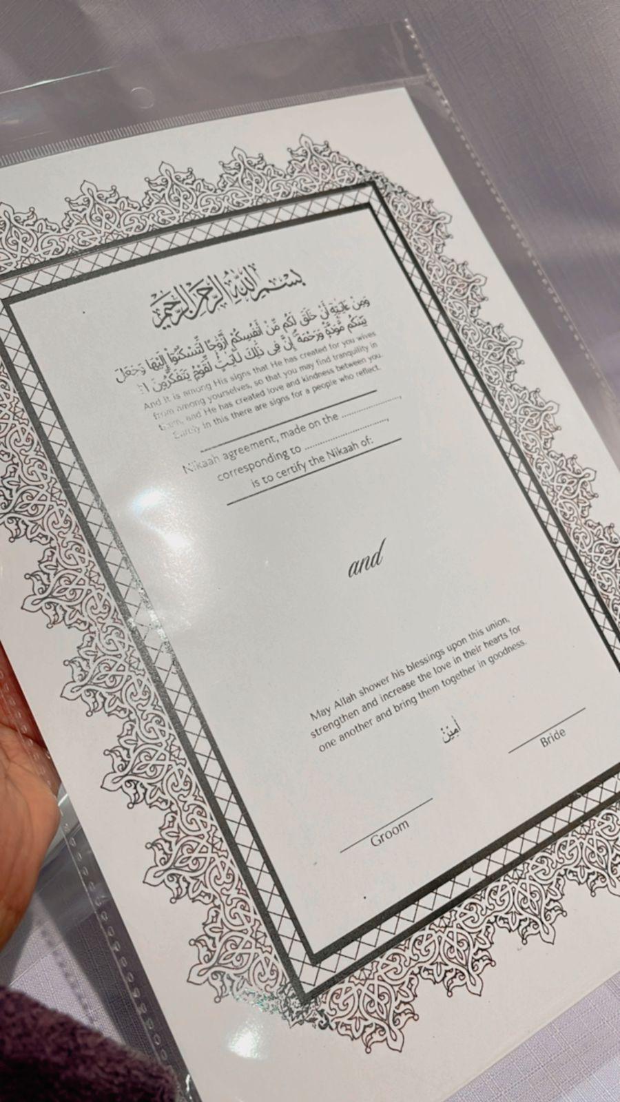 Foiled Nikaah Certificate