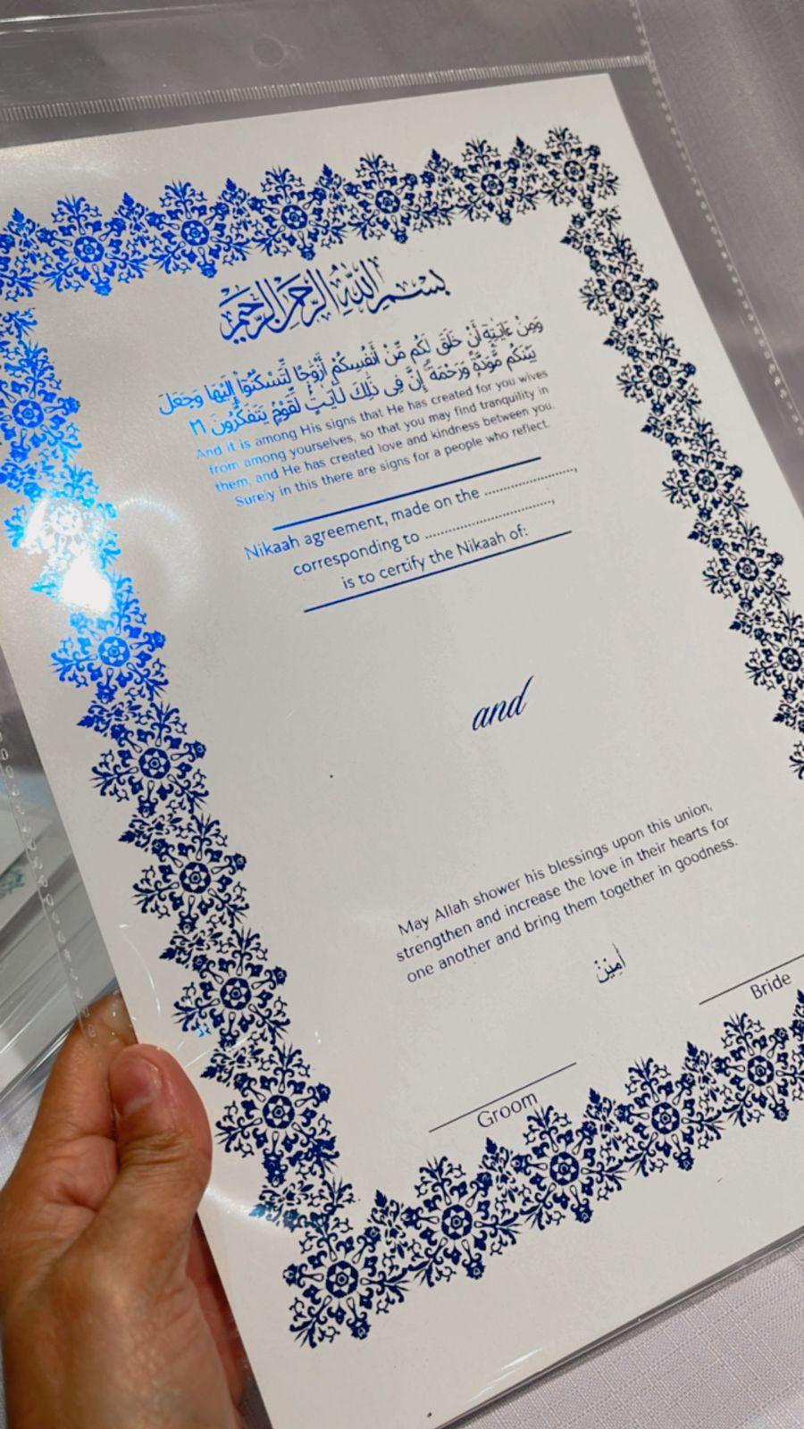 Foiled Nikaah Certificate