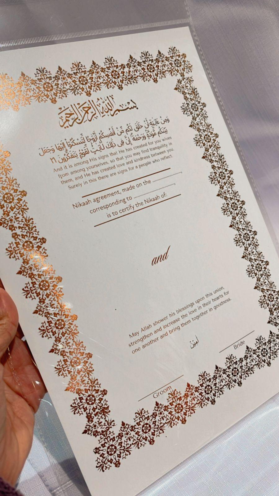 Foiled Nikaah Certificate