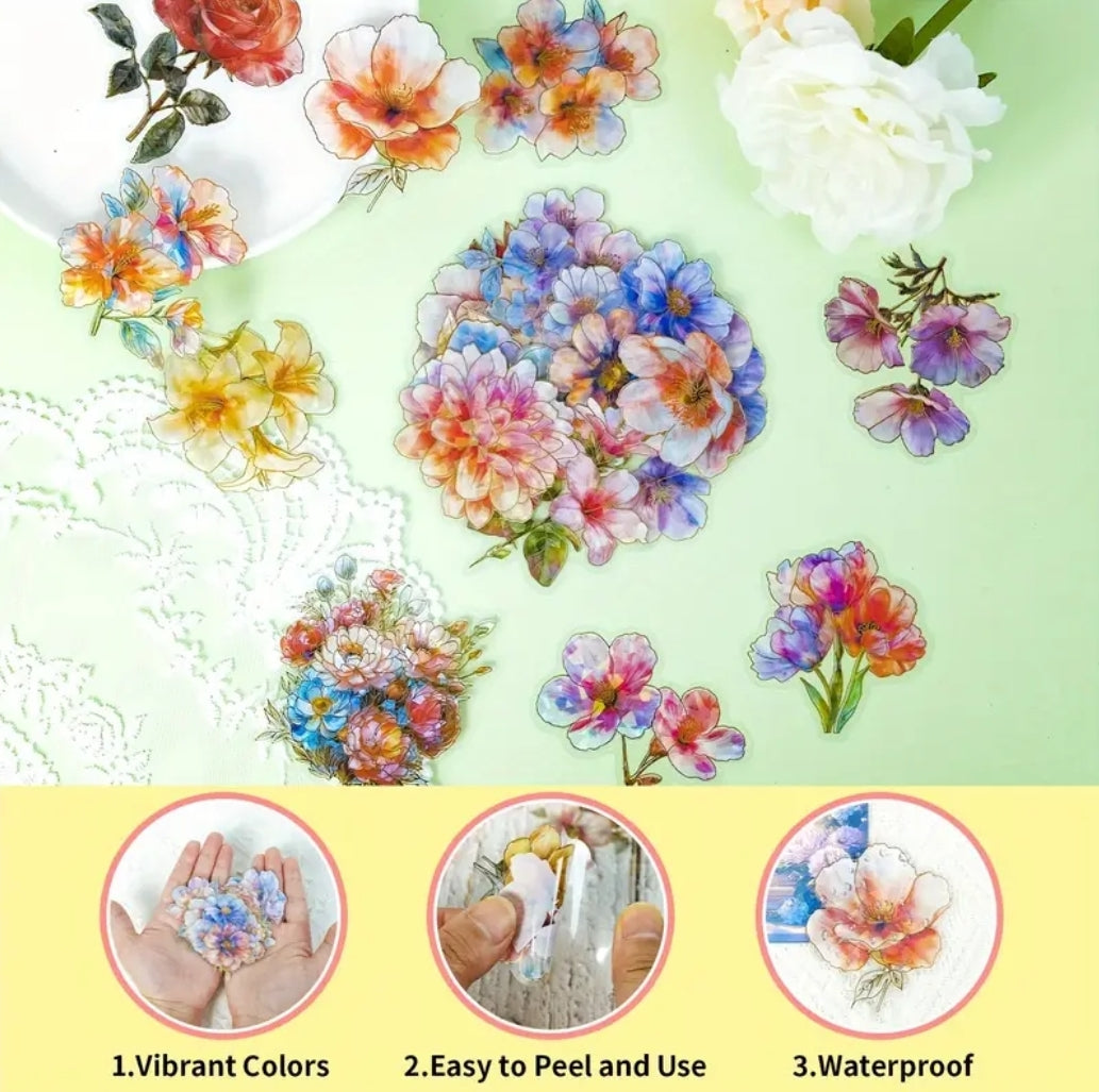 25pc PET Flower Stickers