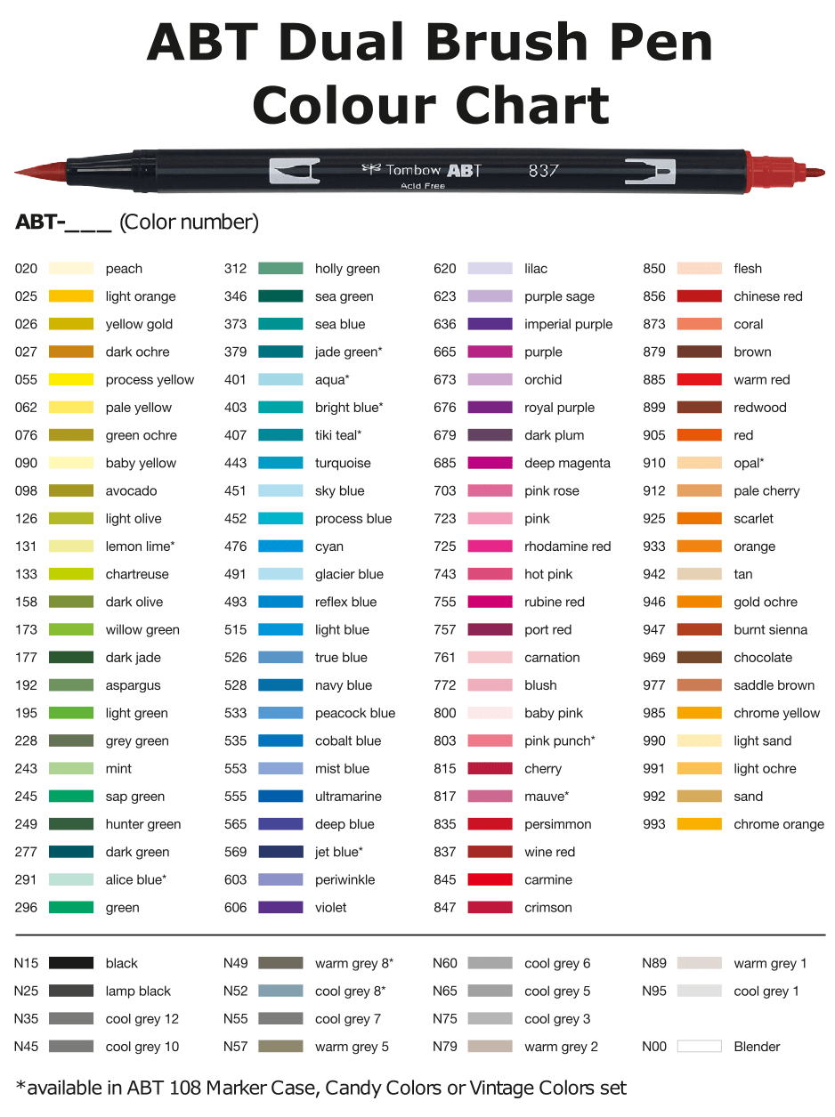 Tombow ABT Dual Tip Brush Pen individual colours