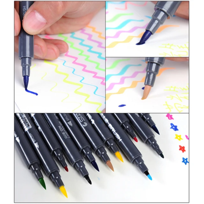 12pc STA Dual tipped Brush Markers