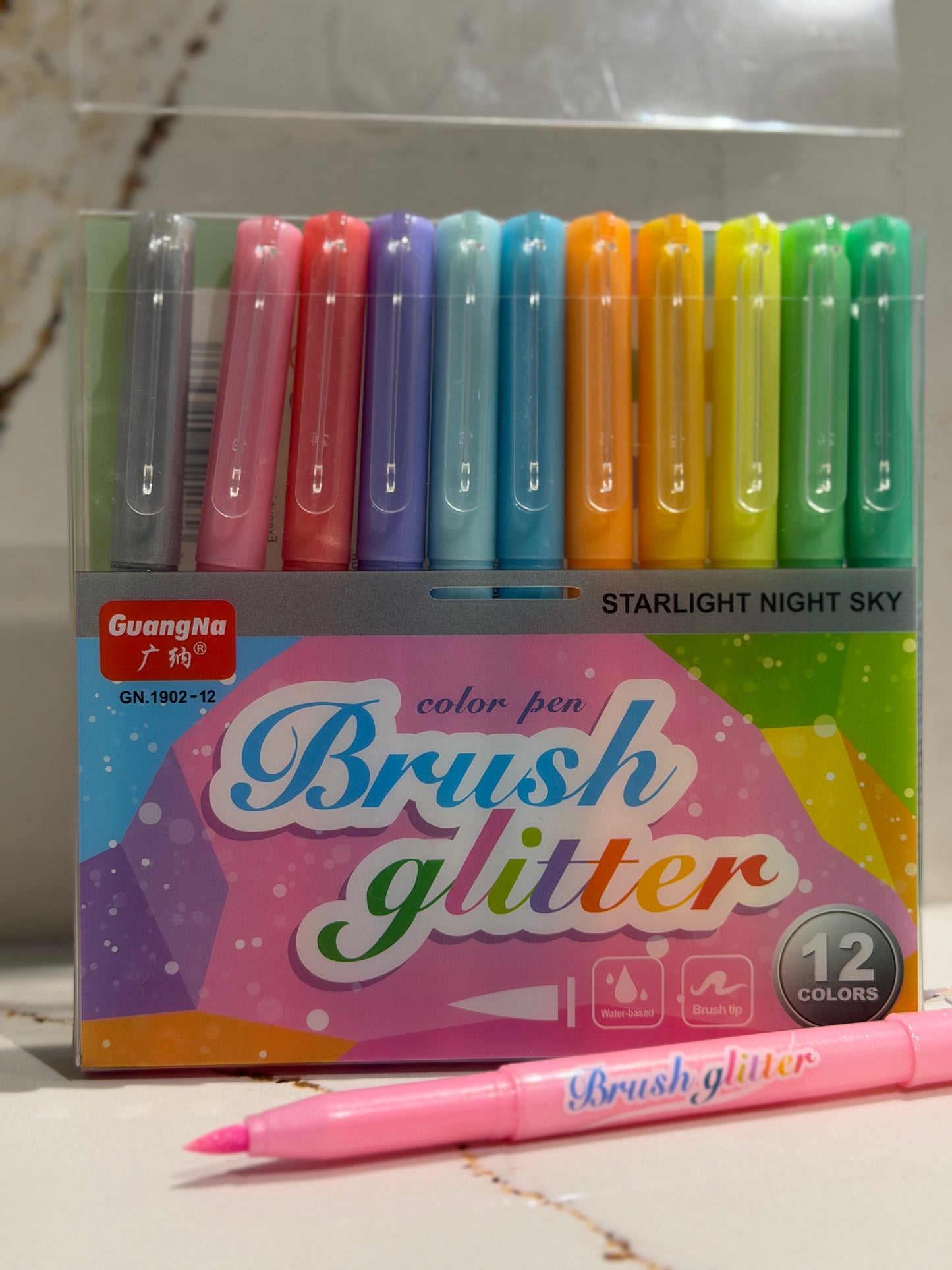 12pc Brush Glitter Markers