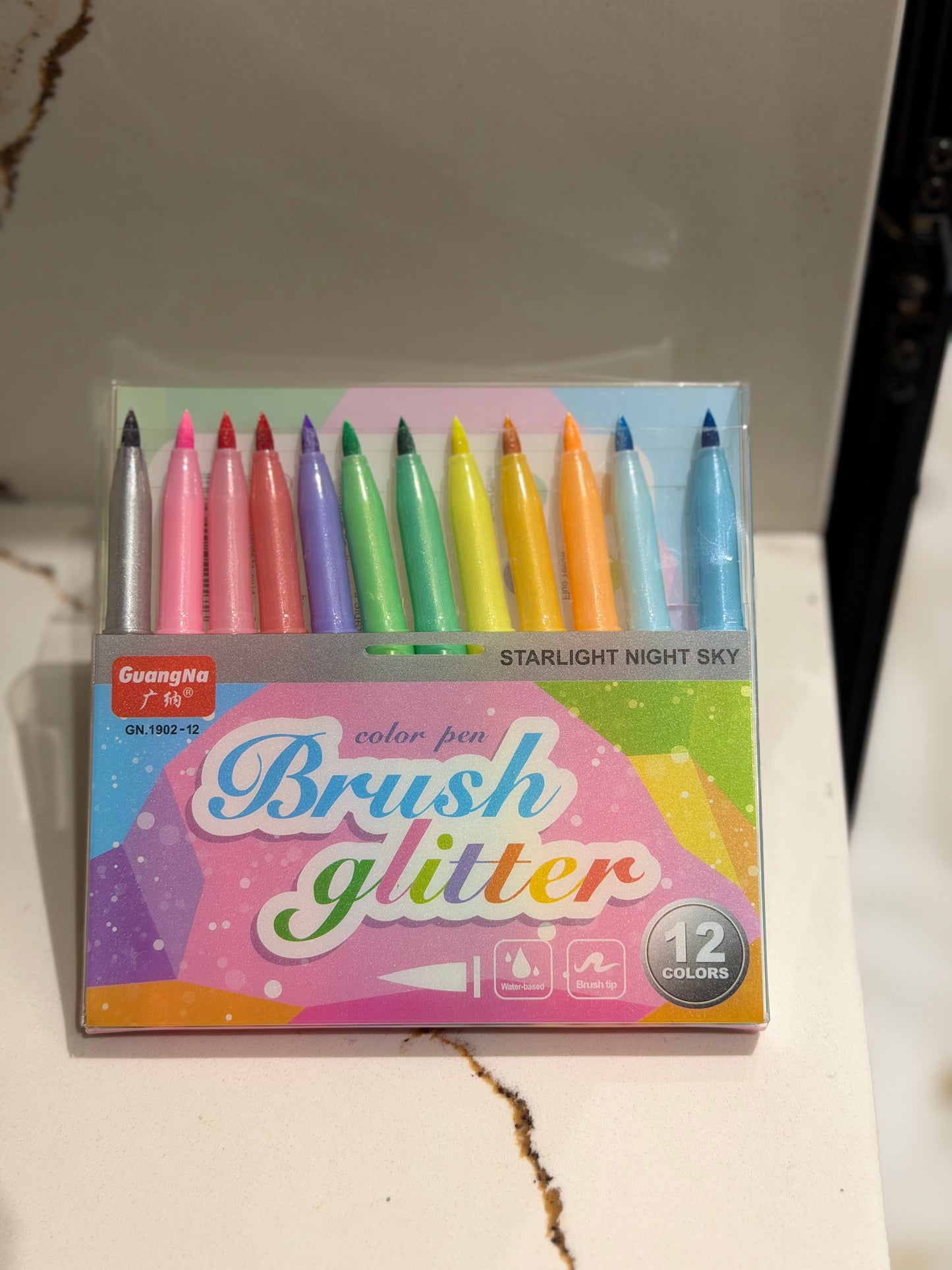 12pc Brush Glitter Markers