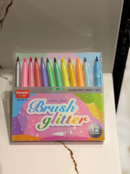 12pc Brush Glitter Markers