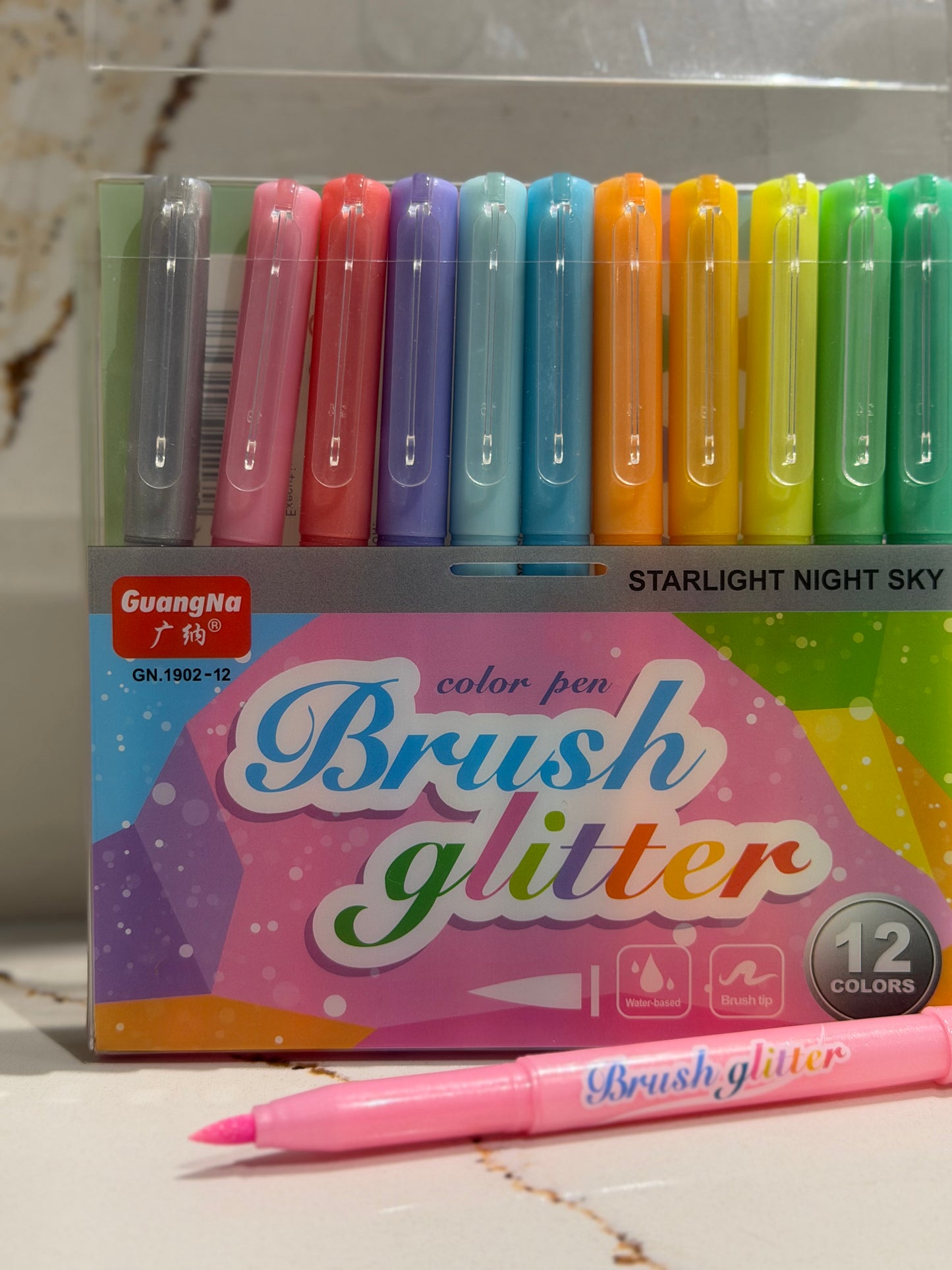 12pc Brush Glitter Markers