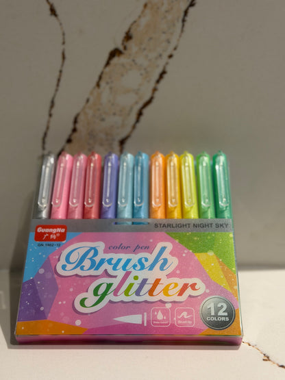 12pc Brush Glitter Markers