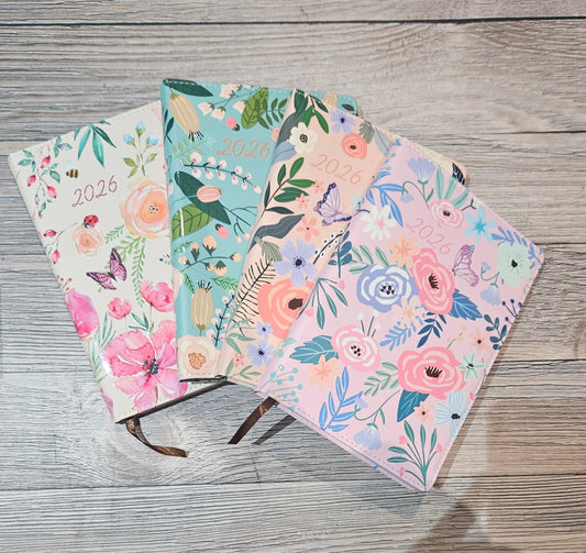 2026 Leather A5 Floral Diary