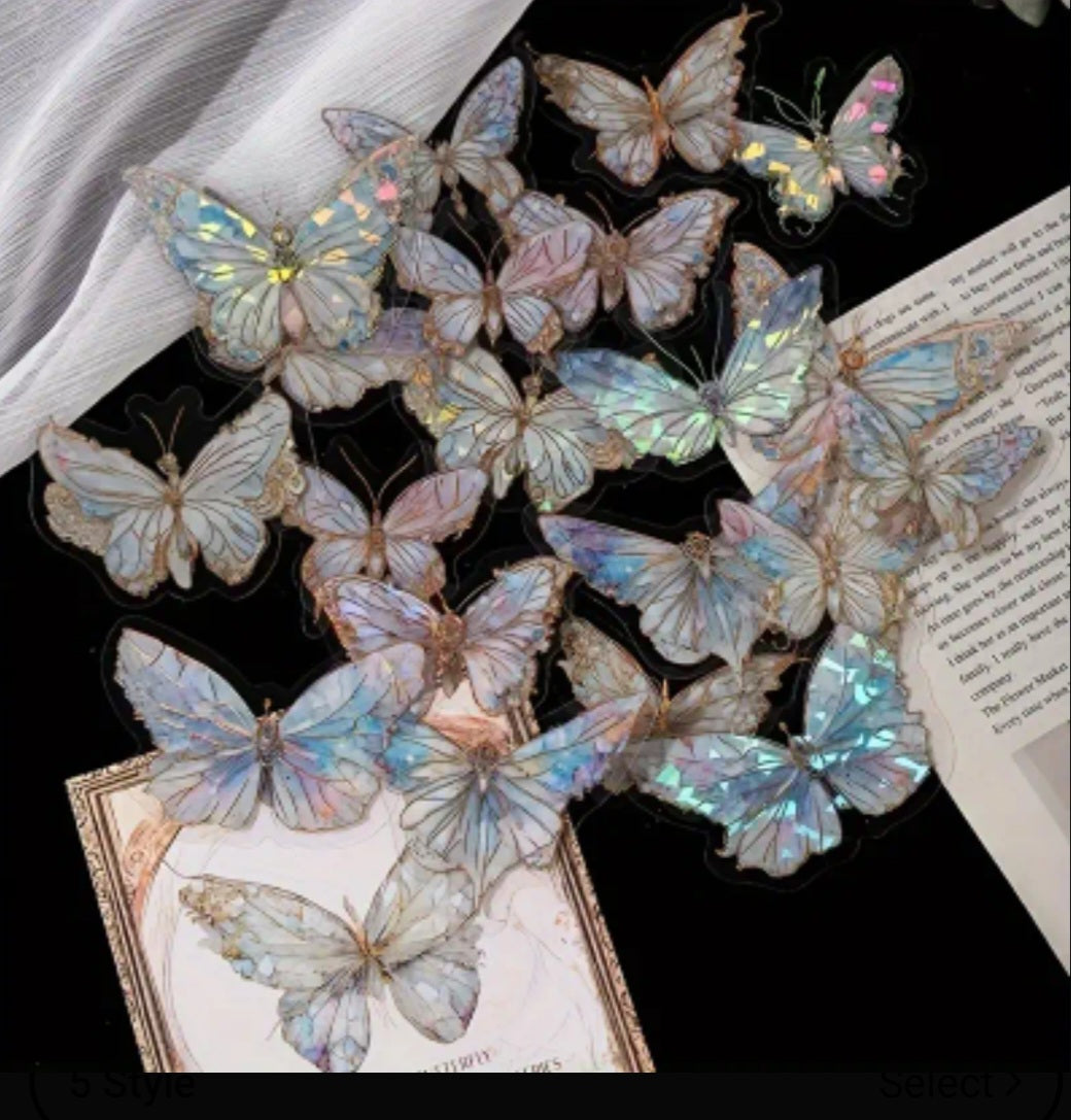 20pc Crystal Butterfly PET stickers