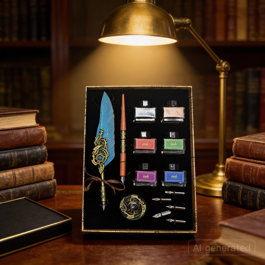 Deluxe Feather Dip Pen Set