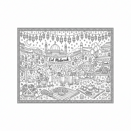 Eid Mubarak Large Colouring Sheet