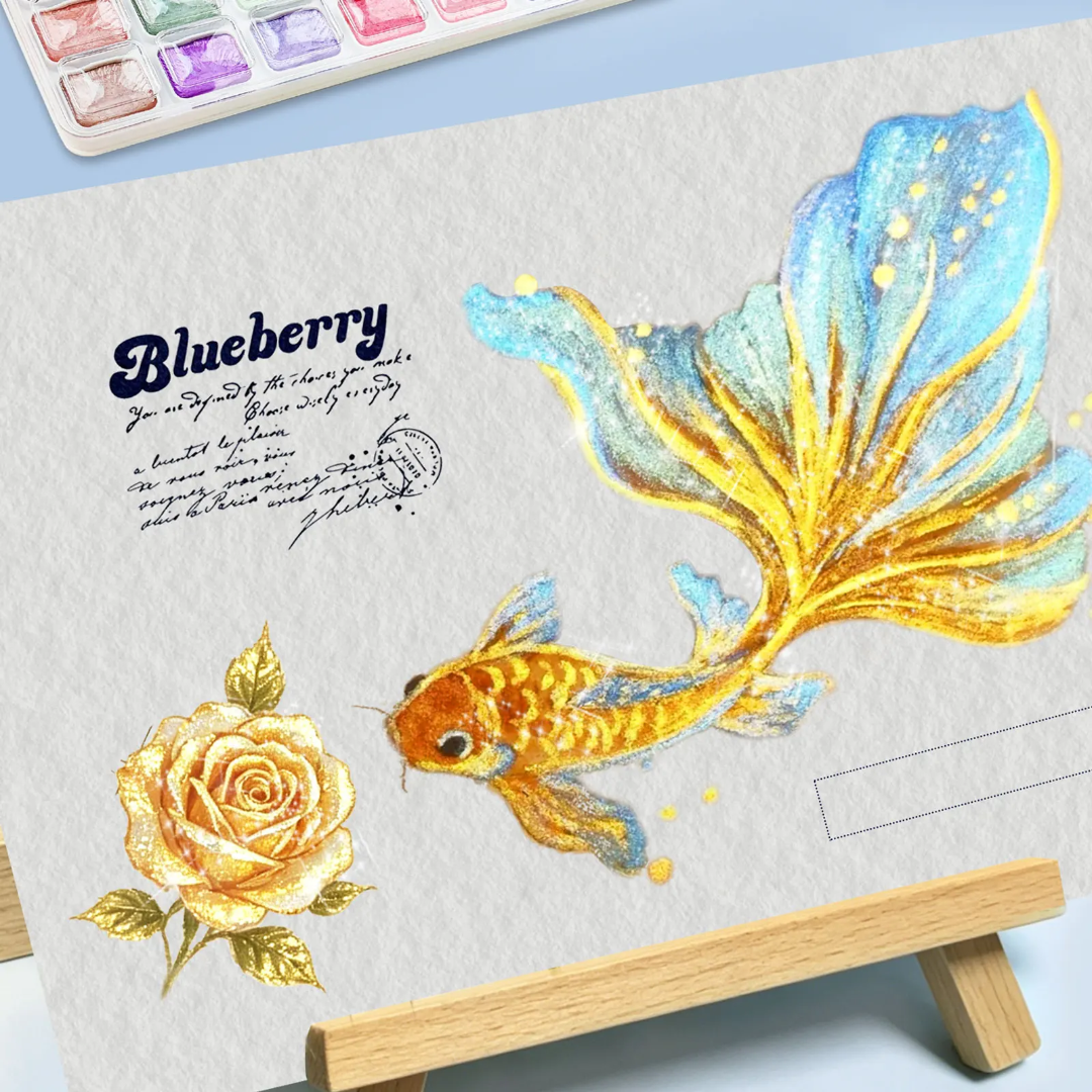 28 Colour Pearlescent Watercolour Pallete