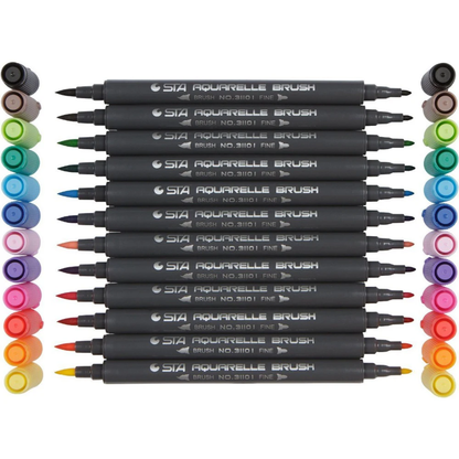 12pc STA Dual tipped Brush Markers