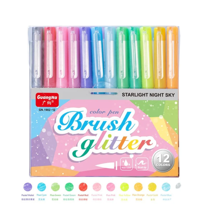 12pc Brush Glitter Markers