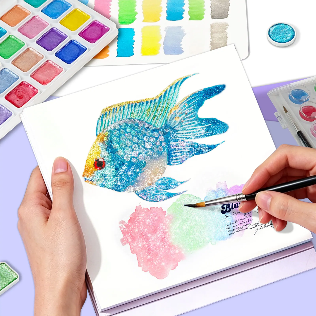 28 Colour Pearlescent Watercolour Pallete