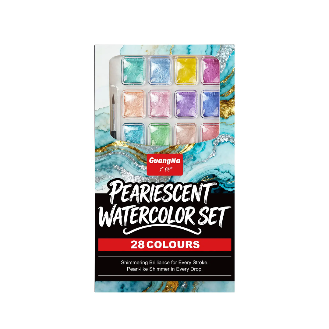 28 Colour Pearlescent Watercolour Pallete