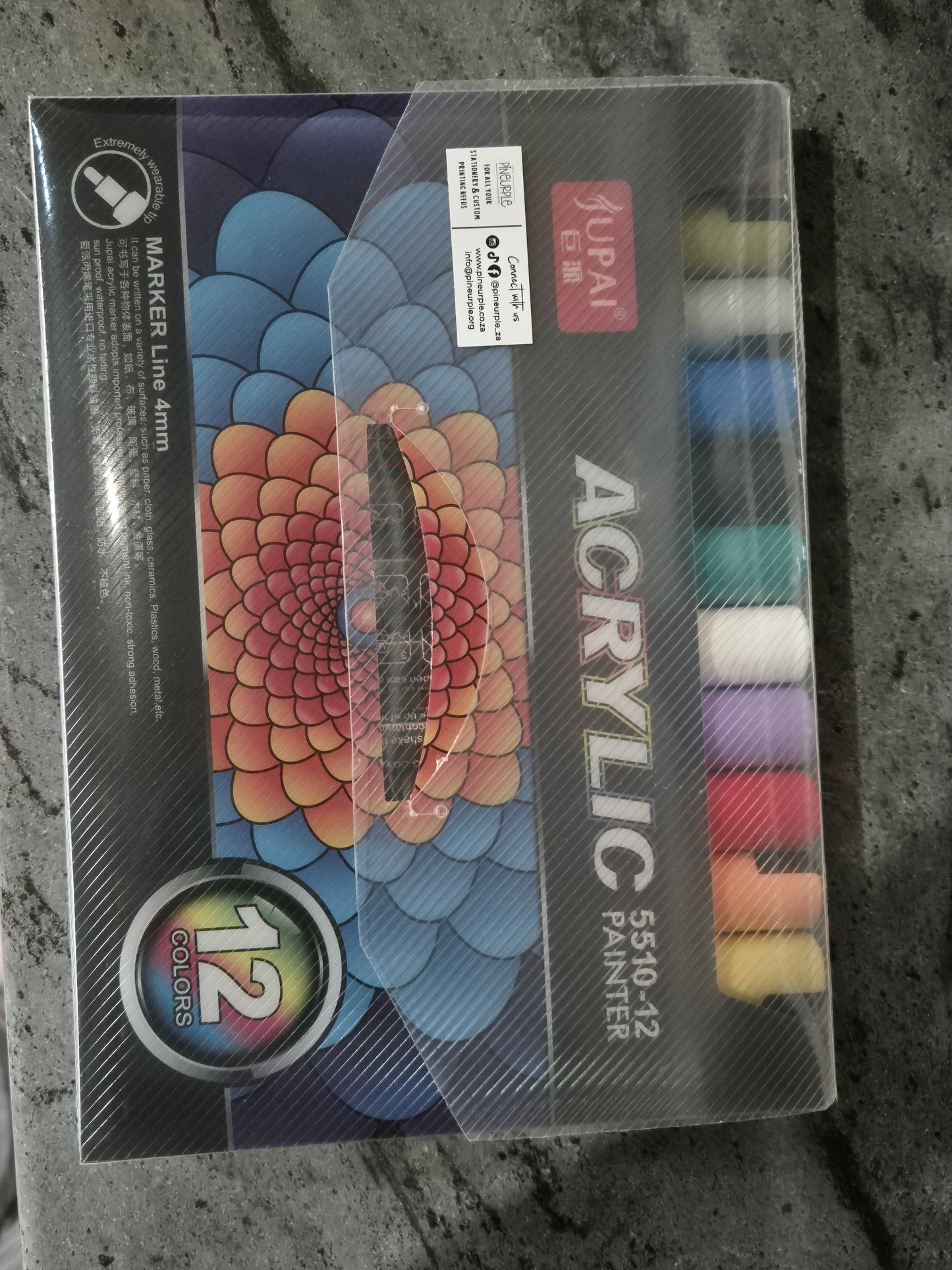 12pc Acrylic Bullet Tip Markers 4mm