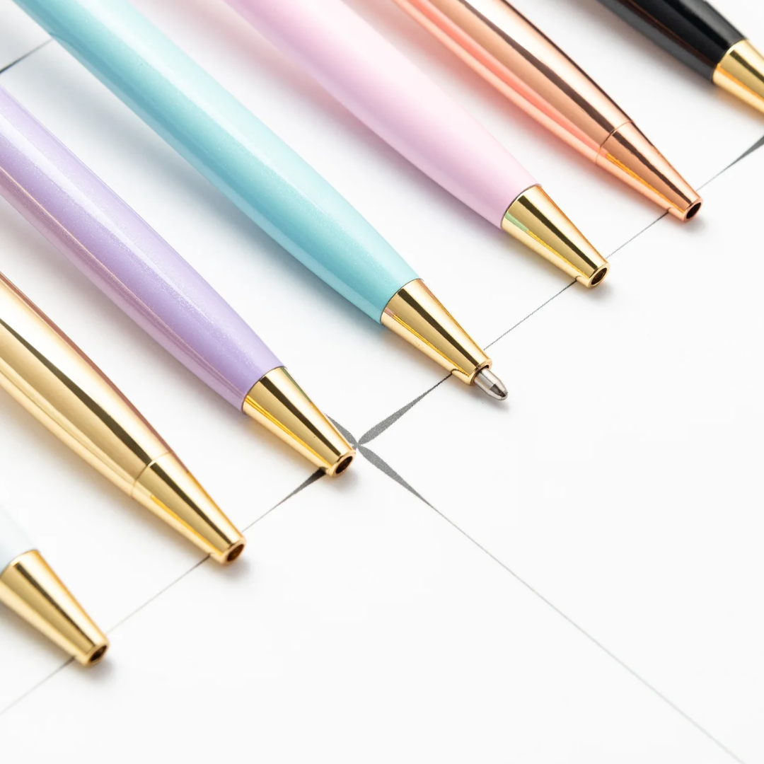 Metal Barrel Slim Ballpoint Pen- Black ink