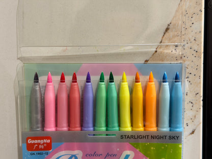 12pc Brush Glitter Markers