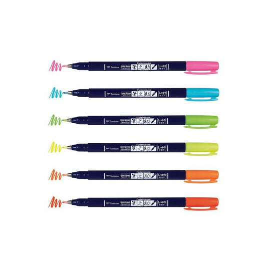 Tombow Fudenosuke elastic tip brush pens – neon colours